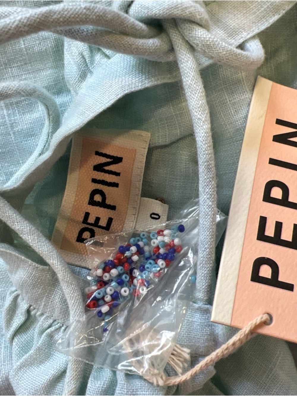 Pepin Anthropologie Linen Halter Dress MIDI Size 0 Aqua Beaded Pocket New Damage - Picture 11 of 14